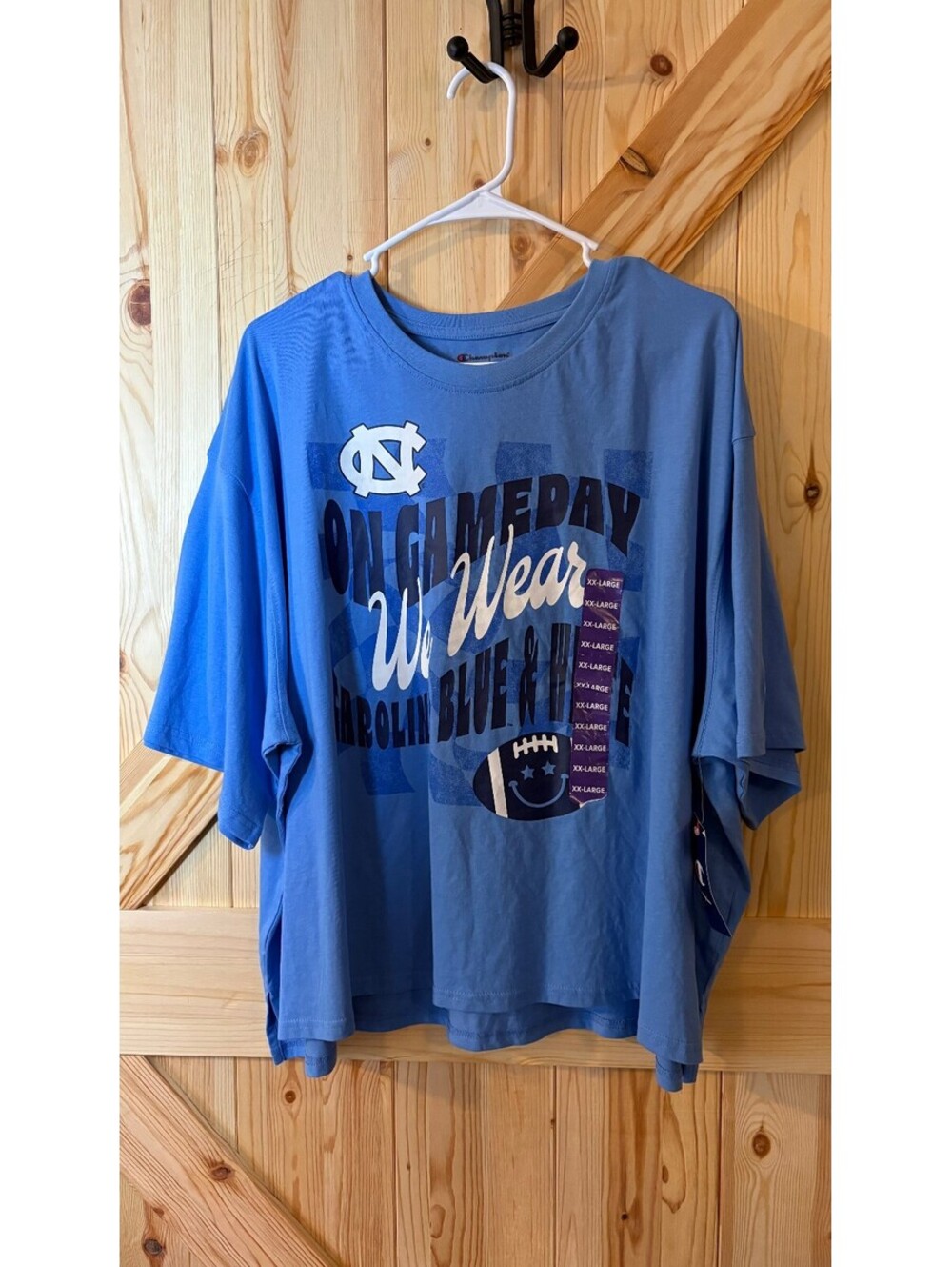Champion North Carolina Tar Heels On Game Day We Wear Carolina Blue & White Tee